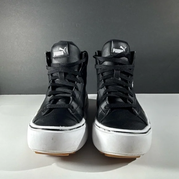 PUMA Black and White High-Top Sneakers Women’s Size 7 Athletic Shoes - Picture 5 of 14